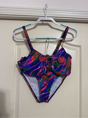 Women’s  Multicolor Striped Two Piece Swimsuit (NWOT)